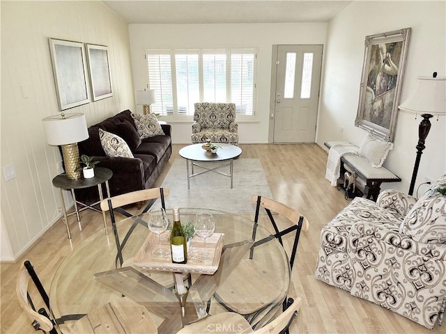 living room featuring light hardwood / wood-style floors