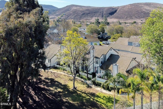 aerial view with a mountain view