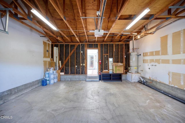 garage with secured water heater