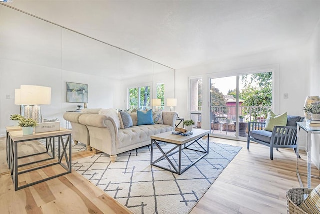 living room featuring light wood-type flooring