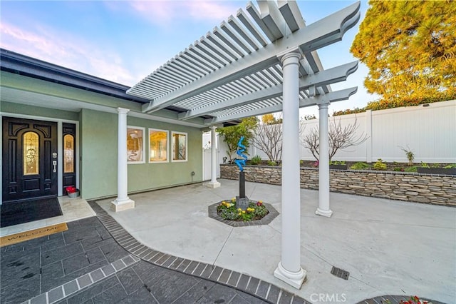 view of patio / terrace featuring a pergola