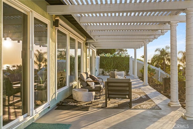 view of patio / terrace featuring a pergola