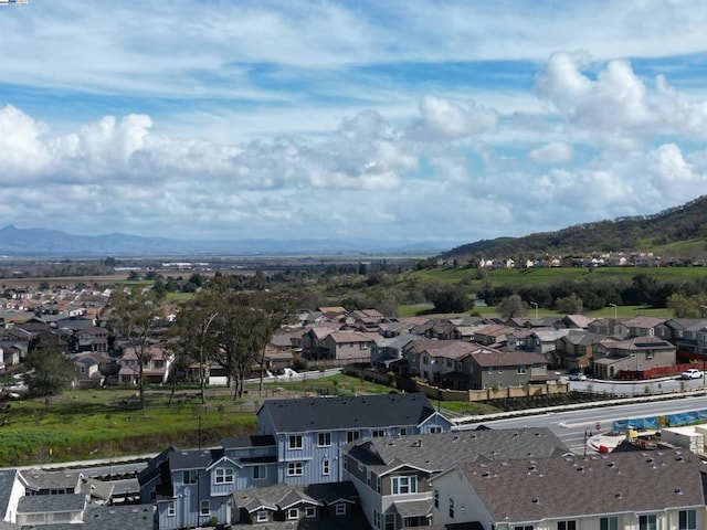 drone / aerial view with a mountain view