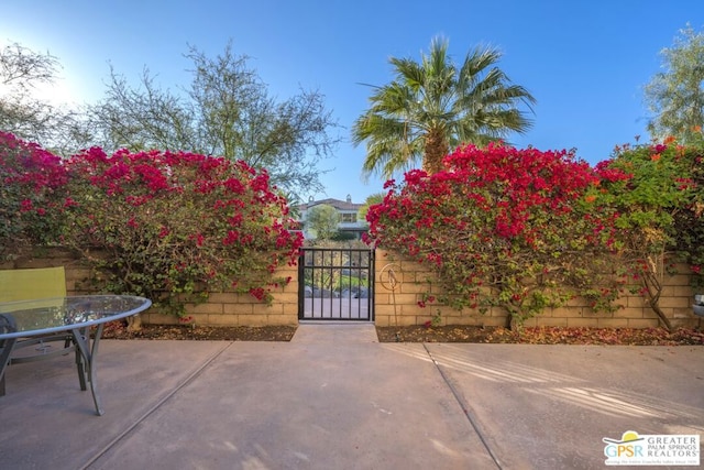 view of gate with a patio area