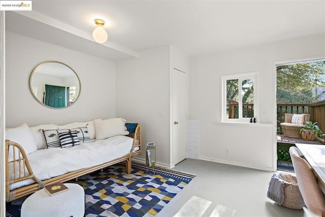 sitting room with concrete floors