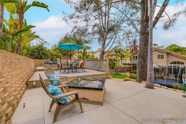 view of patio with a trampoline