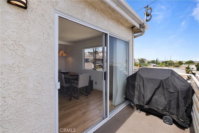 balcony featuring area for grilling