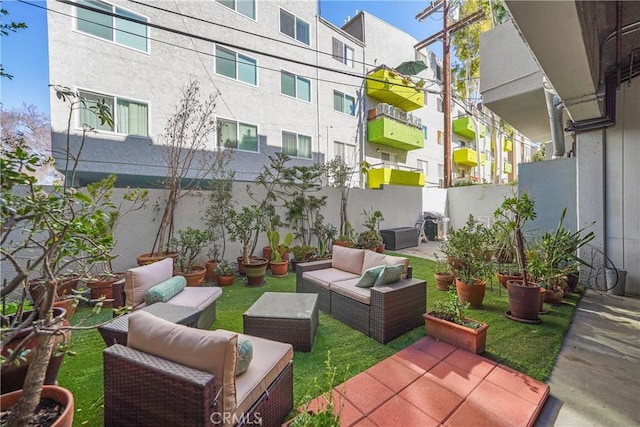 view of patio with an outdoor living space