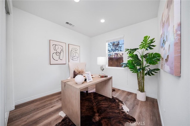 office space featuring wood-type flooring