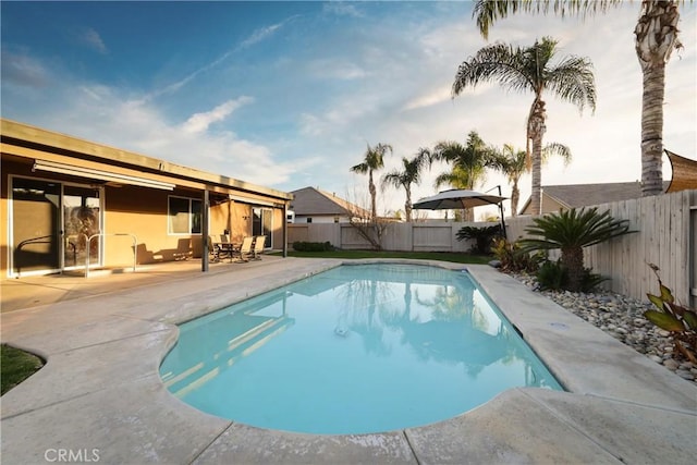 view of swimming pool with a patio