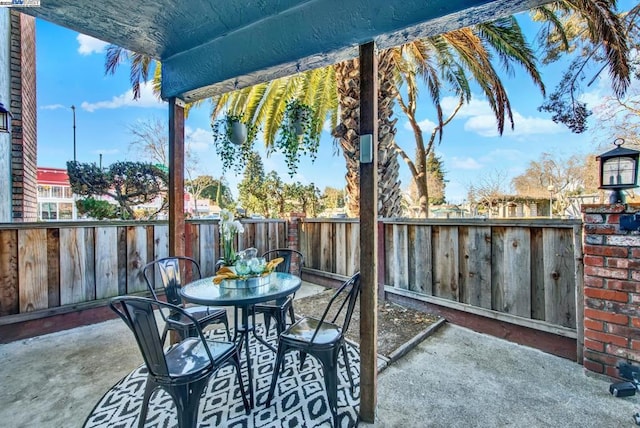 balcony with a patio area