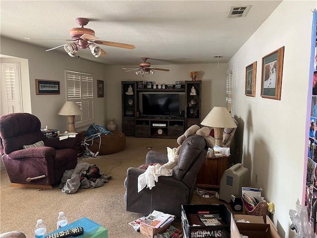 living room featuring carpet