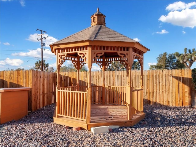 wooden deck with a gazebo