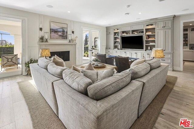 living room featuring light wood-type flooring