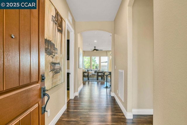 hall featuring dark hardwood / wood-style flooring