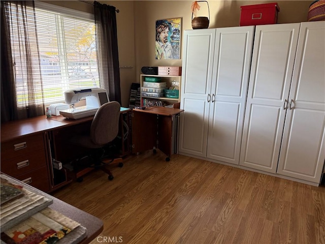 office space featuring light hardwood / wood-style flooring