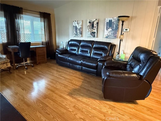 living room featuring light wood-type flooring