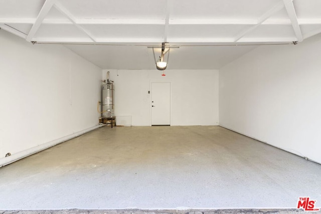 garage featuring a garage door opener and gas water heater