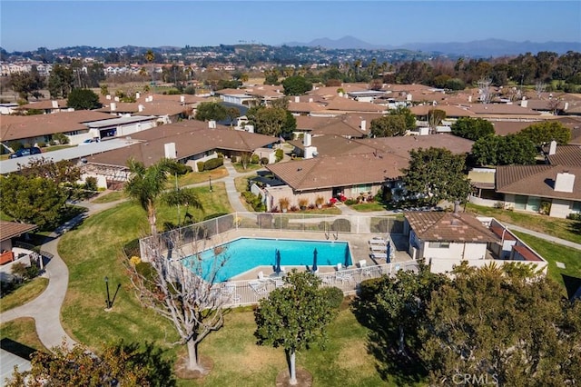 bird's eye view featuring a mountain view