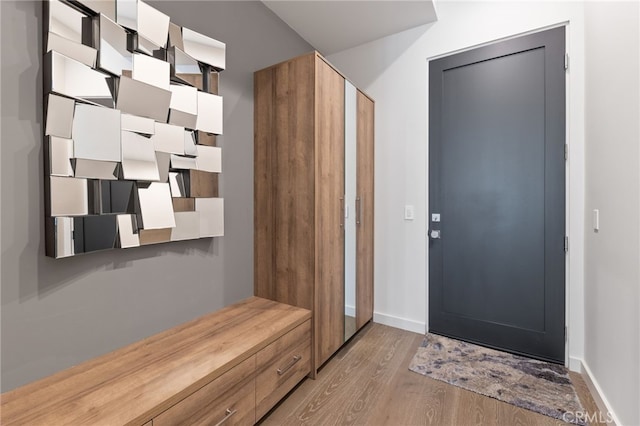 mudroom featuring light wood-type flooring