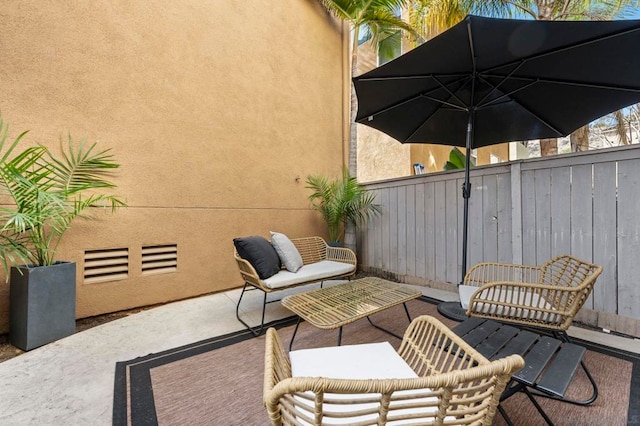 view of patio / terrace featuring an outdoor hangout area