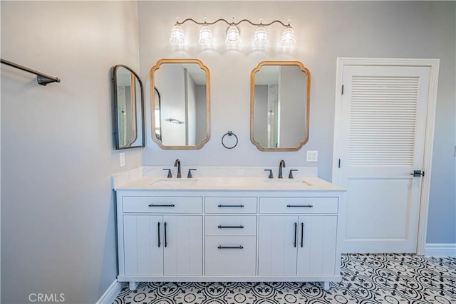 bathroom featuring vanity and tile patterned flooring