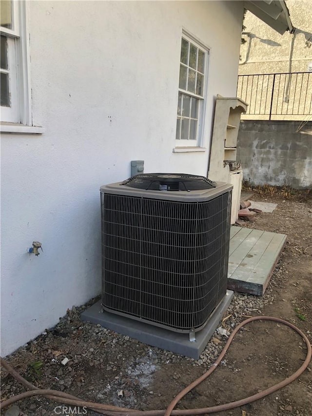 exterior details with central air condition unit