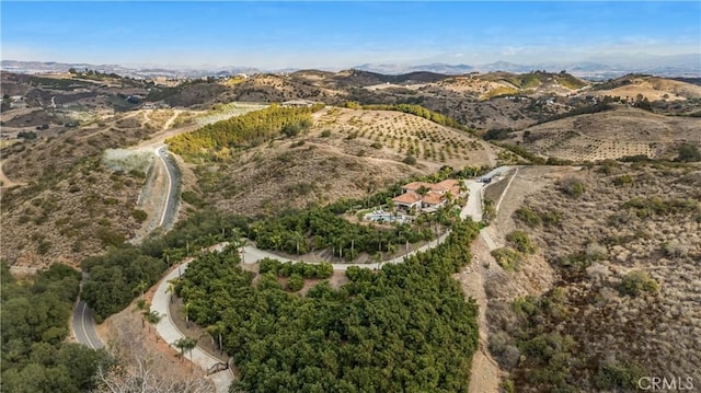 aerial view with a mountain view