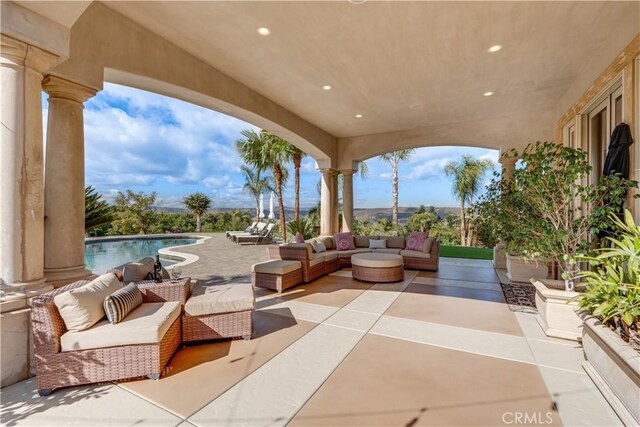 view of patio with an outdoor living space