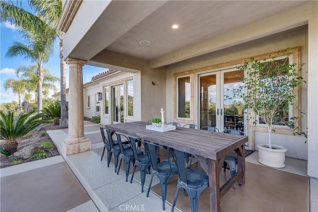 view of patio / terrace featuring french doors