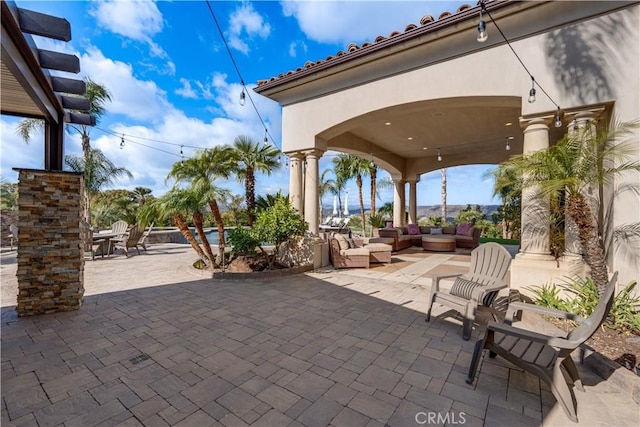 view of patio / terrace featuring an outdoor living space