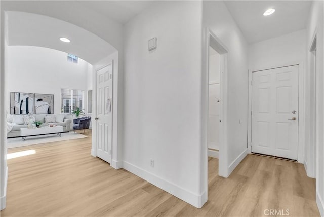 hallway featuring light hardwood / wood-style flooring