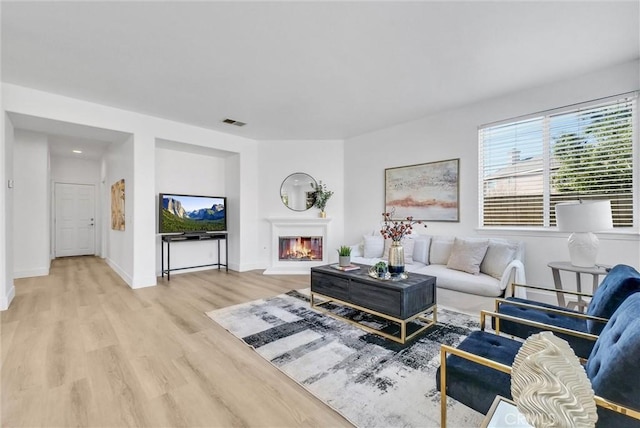 living room featuring light hardwood / wood-style flooring