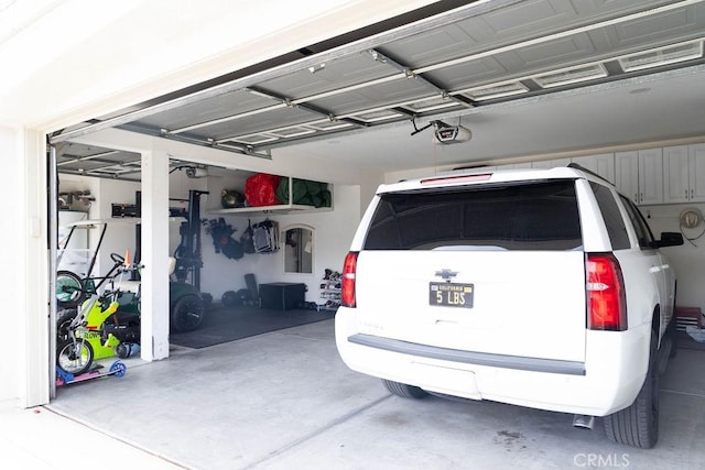 garage with a garage door opener