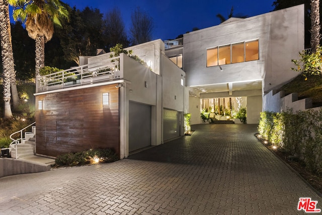 contemporary home featuring a garage