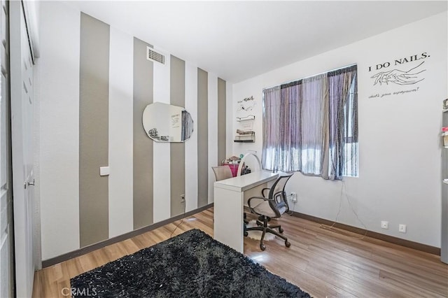 office area featuring hardwood / wood-style floors