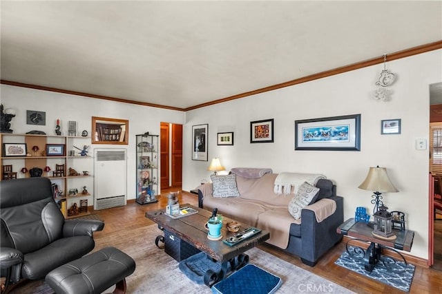 living room featuring ornamental molding