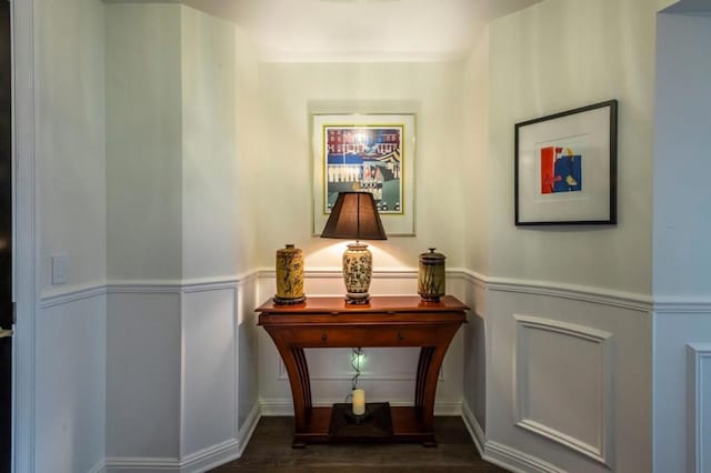 corridor featuring dark hardwood / wood-style floors