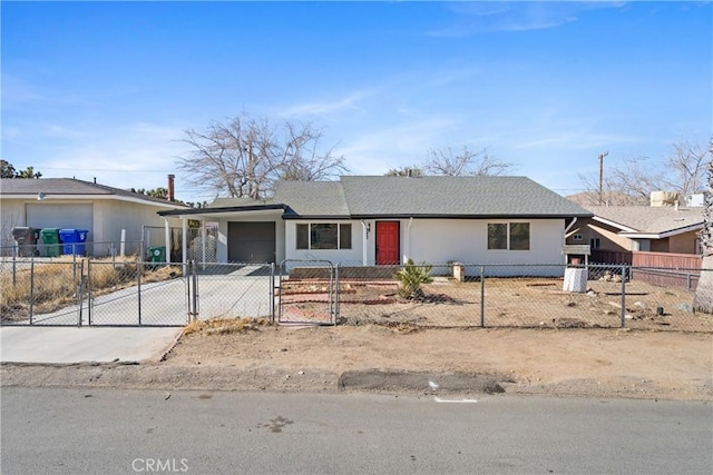 ranch-style home with a garage