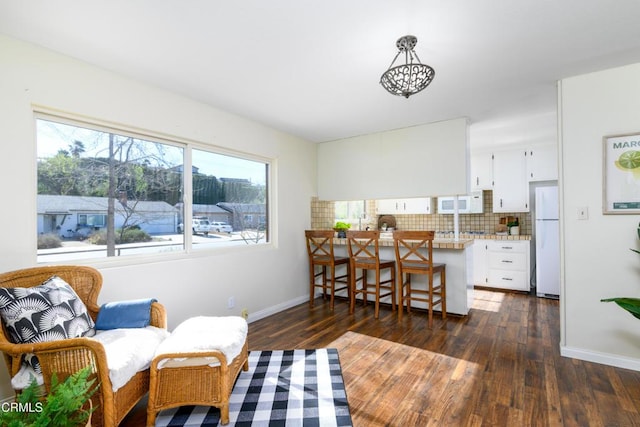 living area with dark wood-type flooring