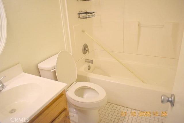 full bathroom featuring tile patterned flooring, vanity, shower / bathing tub combination, and toilet