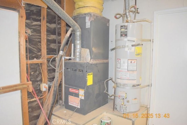 utilities featuring water heater and heating unit