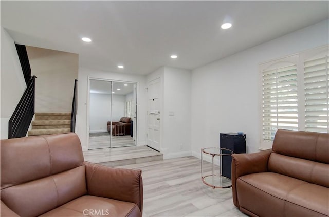 living room featuring light hardwood / wood-style floors