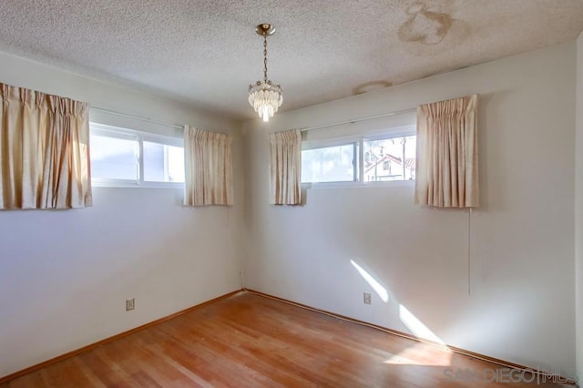 empty room featuring hardwood / wood-style flooring, plenty of natural light, and a textured ceiling