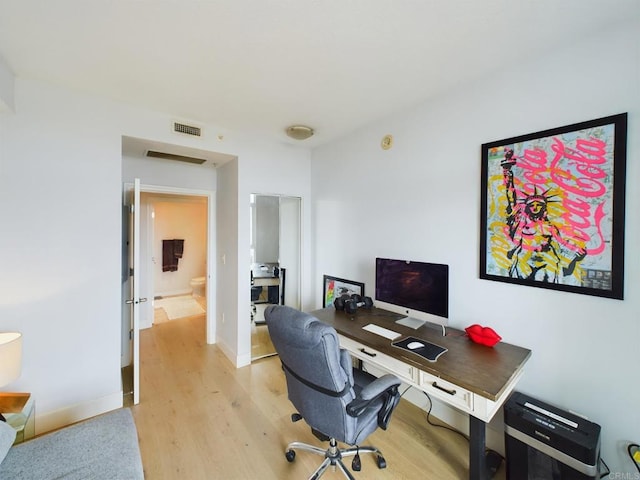 office featuring light wood-type flooring