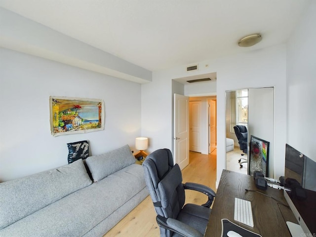 home office featuring light wood-type flooring