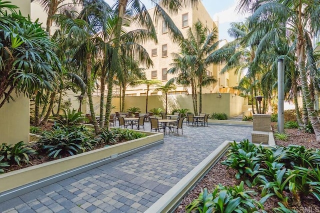 view of community featuring a patio area