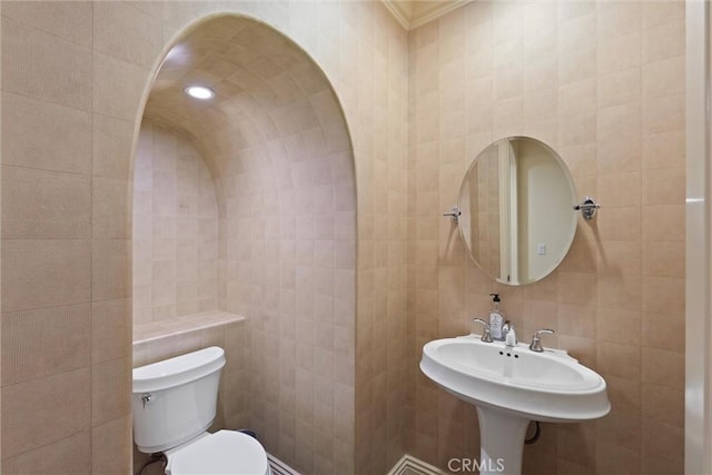37 Triple Leaf, Irvine, CA 92620 - half bathroom featuring tile walls and toilet
