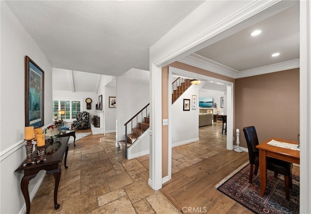 interior space with ornamental molding