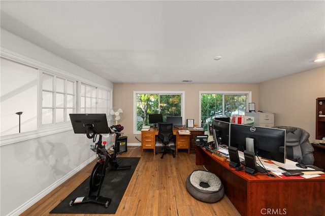 office area featuring wood-type flooring